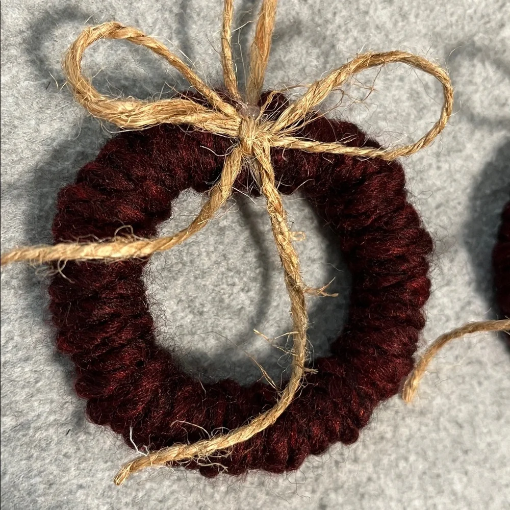 Christmas Ornament Wreath Farmhouse Country Primitive Bow Handmade